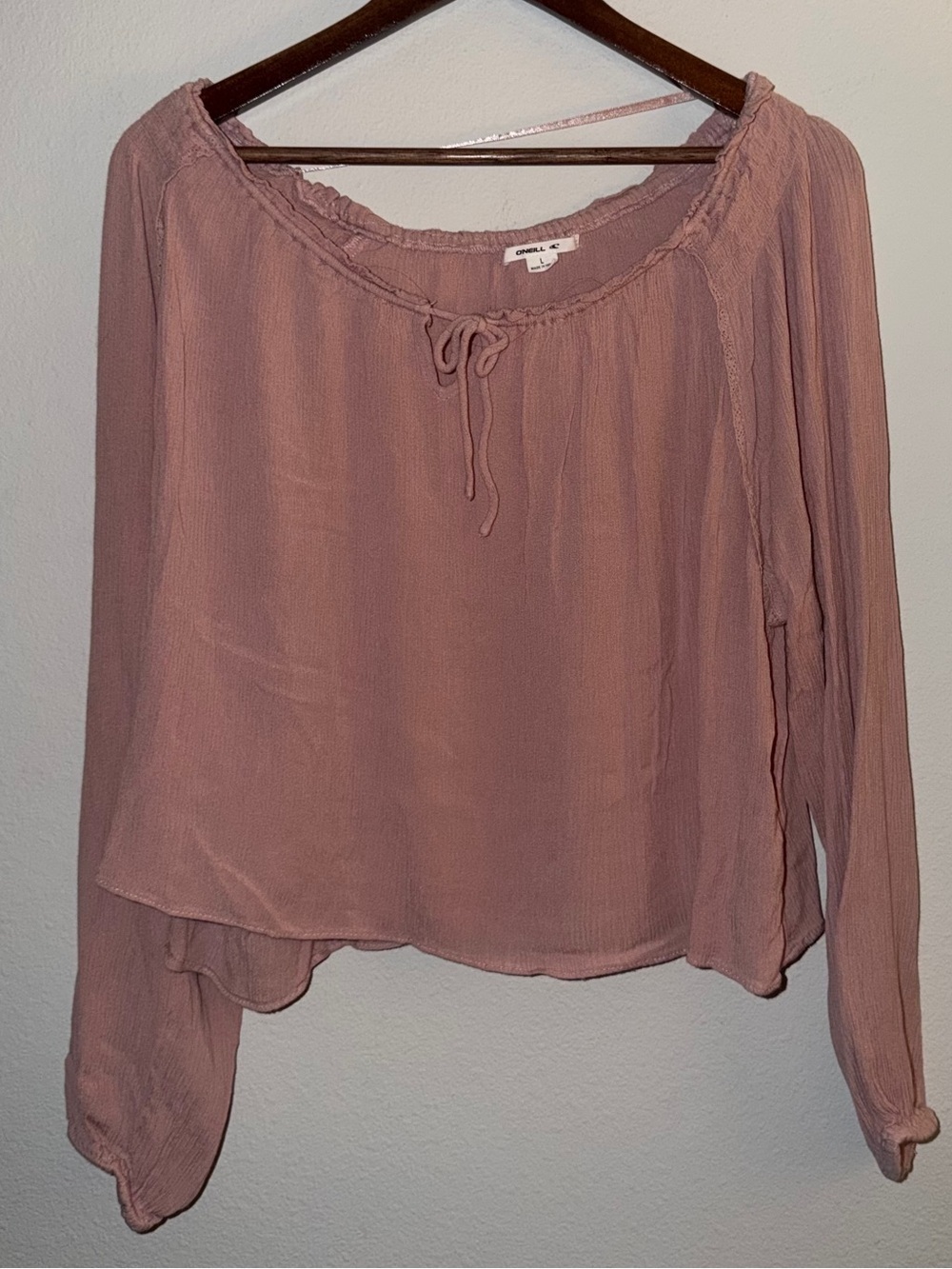 O'Neill Dusty Rose Peasant Tie-Neck Blouse